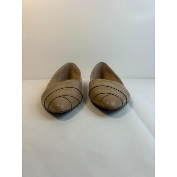 Franco Sarto Hilaria Leather Beige Pointed Toe Narrow Women Size 7 Flats Minimal - Picture 6 of 11